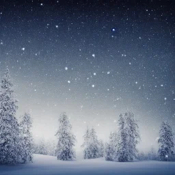 winter landscape, crystal, stars, dreamlike