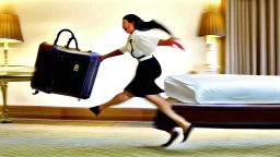 hotel housekeeping running away someone's suitcase