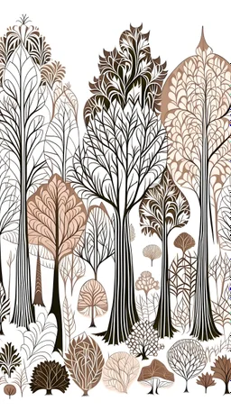 forest in brown on a white background in deco style