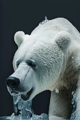 polar bear melting, hyper realistic photography, detailed expression of agony, hyper realistic fur and anatomy details, Takeshi Kawano style, dark colour tone, epic colour treatment, cinematic colour treatment, meticulously intricate perfectly symmetrical extremely detailed, pixiv daily ranking, pixiv, extreme depth of field, artstation, sculpture style, spectacular details, volumetric lighting, masterpiece, cinematic, Hollywood production, 8k resolution, high definition, max octan