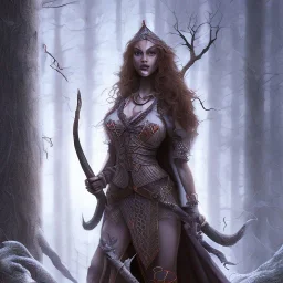 horner Woman witch in the dark forest