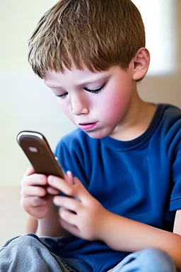 Niño de 9 años jugando con su celular