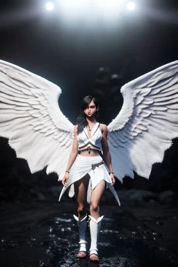 angel, demon, angel demon hybrid, half angel, half demon, black angel wings, white demon wings, black and white, balance, horns, armor, noble clothes, black and white armor, black and white clothes