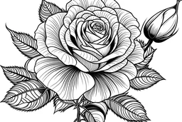 coloring images of Hybrid Tea Rose Peace , black and white background, thin lines