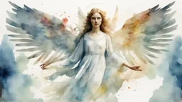 woman angel, photograph with watercolor elements