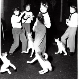 Old Creepy photo of new years eve cats dancing