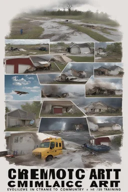 **Cinematic Art:** A documentary-style movie that follows a group of storm chasers and emergency responders in the infamous Tornado Alley, highlighting the importance of preparedness and community in times of crisis. **Appearance:** Art ideas that encapsulate the essence of emergency evacuation, aid supply, and safety training in the context of hurricanes, typhoons, tornadoes, and cyclones. These ideas aim to promote vigilance regarding the preservation and protection of rights for the global pu