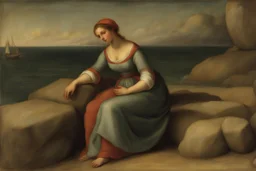 woman on the sea shore by andrea del sarto