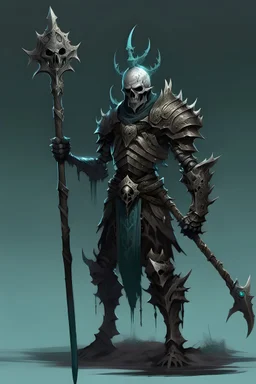 Ancient byzantion necromancer, holding the staff, spiked armor