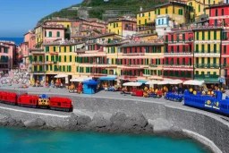 Lego Train in lego riomaggiore italy sea town lego