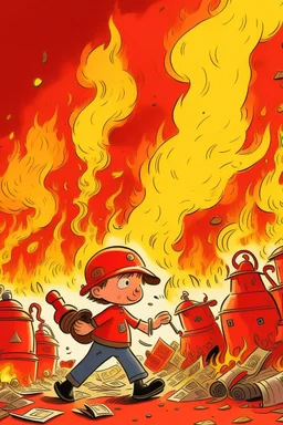 A boy's fantasy picture of a fire detection