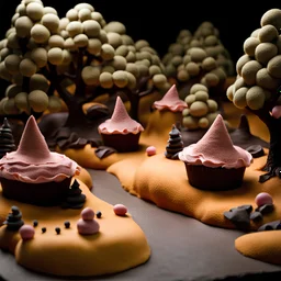 Creepy landscape made of cake-frosting and felt, absolutely nothing, odd misery