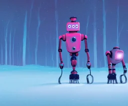 closeup of Two Robots Ice Skating, simon stalenhag