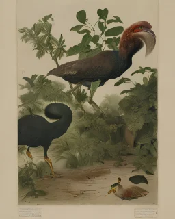 John James Audubon etching of a fully uncropped Dodo bird in a chinoiserie landscape