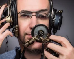 Portrait, animateur radio, 4k, steampunk