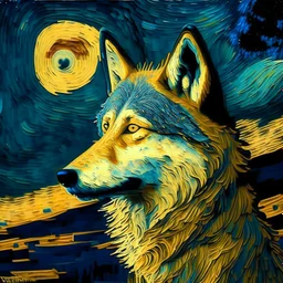 a wolf in van gogh style