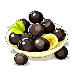 Cartoon illustration for children: dry prunes, white background