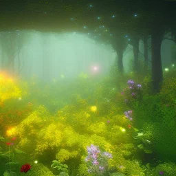 big rose, zombie,fractal landscape with glitter, volumetric fog, rays, lazers, god ray, spot lights