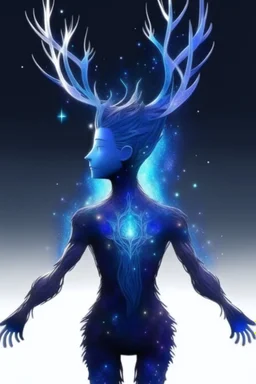 prismatic hair ethereal transparent prism astral projection Male antlers druid of the stars beard constellations radiance prismatic shining starlight enshrouded radiance sad cold winter ice despair moth