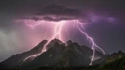 Epic electrical storm on the mountain. Multiple exposures are mixed.