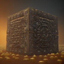 hellraiser cube of demons, digital painting ,8k, digital art, award winning, octane render, 4K, 3D, Unreal Engine 5 , gold and black colours,hypperrealistic,