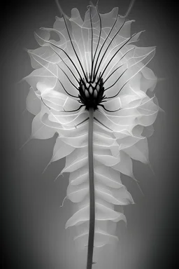 Realistic x-ray flower with intricate details, texturized effect, black and white, inspired by Hugh Turvey, Bert Myers and flower photography