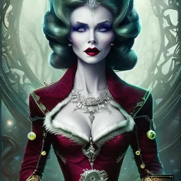 extrem tim burton style and disney style of an extrem wicked old evil stepmother, sharp focus, beautiful eyes