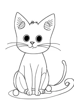 blank colouring book, simple picture for toddlers, cat