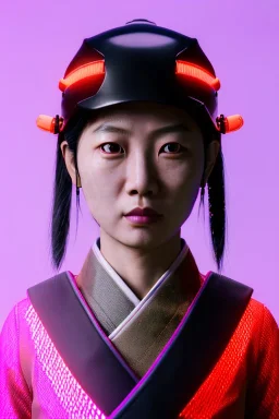 portrait, Asian woman samurai warrior :: symmetry photography, cyberpunk style :: helmet, army, steal dress, japanese traditional ornaments, pink, white, black, led wires, glow eyes, cinematic, Ultra realistic, dark scene, soft color, highly detailed, unreal engine 5, RTX, ultra detail, 3d, finely drawn, high definition.