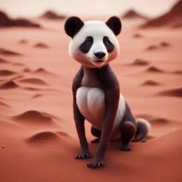 pen outline, in the style of Escher, super model female dingo panda witch on the red sand beach ,bokeh like f/0.8, tilt-shift lens 8k, high detail, smooth render, down-light, unreal engine