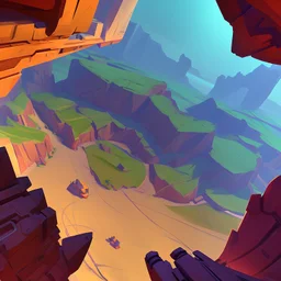 stylized,canyon,dungeons map,futuristic,roboquest,top view,4k,details stylized,boss enermy