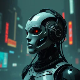 robot, dystopia, cyberpunk aesthetic, alien, androgynous