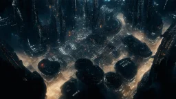 dark cyberpunk city from above the sky, comic style