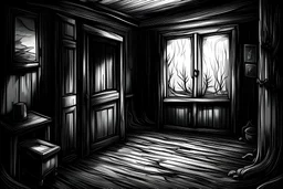 sketch a no doors and no windows scary dark empty room