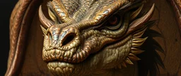 close up portrait painted by Rembrandt, stupid looking dragon