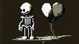 Banksy balloon skeleton 8bit