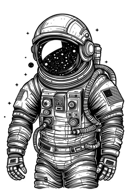 disegno astronauta intero sfondo bianco contorni neri