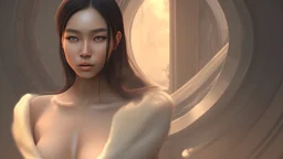 beautyfull asiatic woman, art by kiera malone photography, concept art modern photorealistic, in the style of , Artstation, sunlight, Unreal Engine sharp fine details trending on artstation reflections 4k ultra realistic post-processing