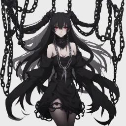 dark anime demon girl with a chains