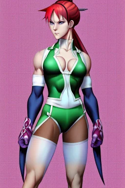 cammy white from street fighter wearing juri outfit in Yusuke Murata style