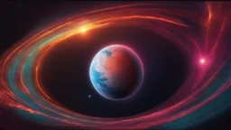 "A thumbnail image for the video showcasing a vibrant alien planet at the heart of a dark cosmos. The planet is surrounded by colorful halos that reflect the magical hues of space. The planet is adorned with bright rays of light, symbolizing the quest for life in unimaginable places."