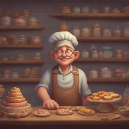 a cartoon character thirty years old confectioner , an ultrafine detailed painting by senior character artist, featured on polycount, sots art, artstation hd, 2d game art, behance hd