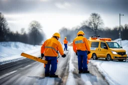 Road workers, rescue angels of winter roads