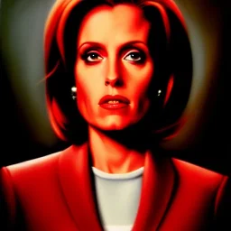 portrait of beautiful busty Dana Scully - The X-Files painting by Brom , oil on canvas, cinematic composition, extreme detail,fit full head inside picture,8k