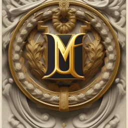 letter M ,insignia, laurel wreath, roman art