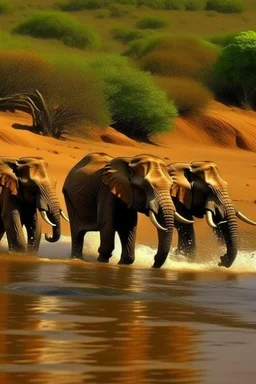 Sahara, elephants, wild, water