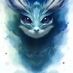 Cute Mysterious Pokémon, watercolor illustration by <agnes cecile> <Jackson Pollock>, darkblue tones,intricate detail , soft smooth lighting, soft pastel colors,