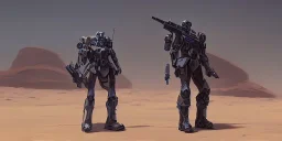 Military Mecha in Desert