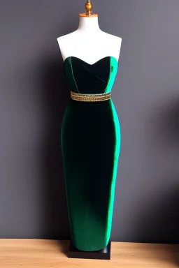 dark green velvet Necklace Mannequin Stand on a luxury table