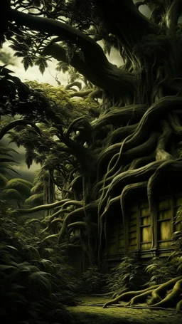 A dark yellow olive jungle painted by Henry-Robert Brésil